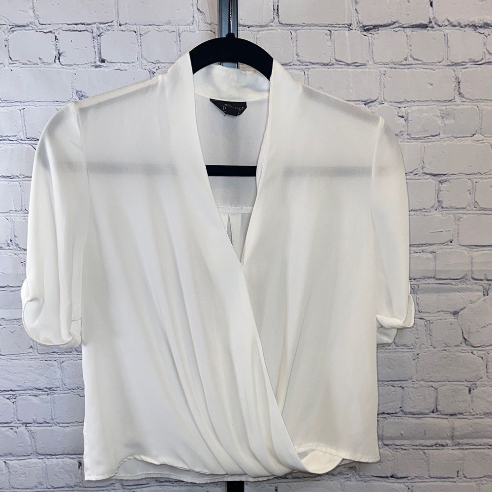 Topshop PETITE Ivory Wrap Blouse